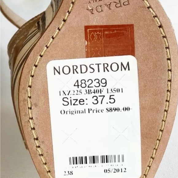 PRADA Patent Leather Striped Slingback Sandals SIZE 37.5 - Picture 4 of 4